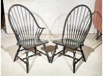 A Pair Of Modern Lacquered Eastern European Windsor Chairs By Logatec