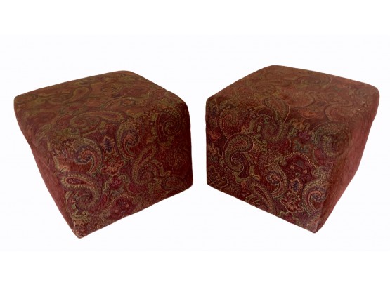 Pair Of MCM Paisley Patterned Ottomans