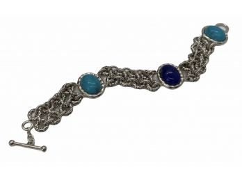 Beautiful Michael Dawkins Sterling Turquoise &  Lapis Bracelet