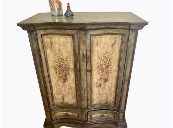TALL Italian Tole Style Painted Cabinet  44' X 23.5' X 55'