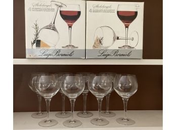 Eight Luigi Bormioli Burgundy Wine Glasses
