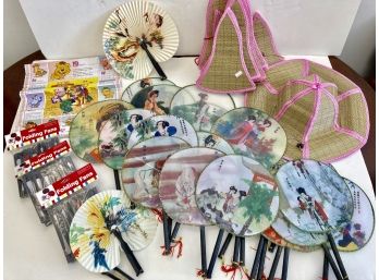 Huge Lot Of Chinese Fans,  Hats & More