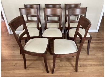 Set Of Eight Pottery Barn Oak Dining Room Chairs -Made In Italy
