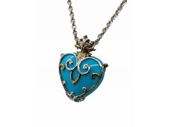 Barbara Bixby Sterling And Turquoise Heart Neckpiece With 18K. Gold