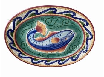 Ceramic 18' Fish Platter ~ Hand Painted
