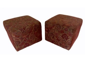 Pair Of MCM Paisley Patterned Ottomans