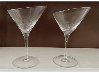 Pair Of Cool Offset Martini Glasses
