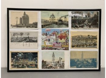 Framed Collection Of Vintage Coney Island Postcards