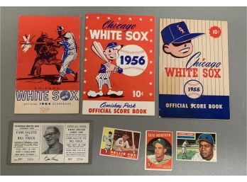 Vintage White Sox Baseball Scorebooks L, Ticket Stub, & Baseball Cards Including Larry Doby, Nellie Fox & More