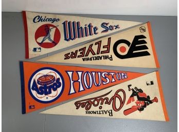 Authentic Vintage MLB & NHL Pennants Including White Sox, Astros & More