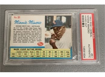 PSA Authentic 1962 Post Cereal Hand Cut Minnie Minoso