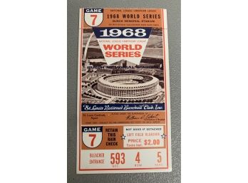 1968 World Series Game 7 Ticket Stub From Busch Stadium  - St Louis Cardinals