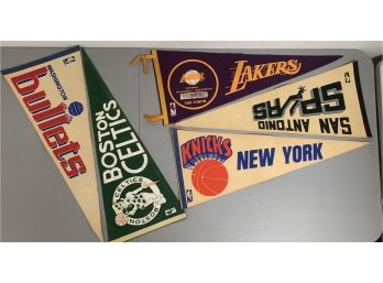 Authentic Vintage NBA Pennants Including The Lakers, Spurs & More!