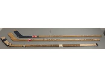 Lot Of Three Vintage Sher-Wood Hockey Sticks  - New Haven Nighthawks & Bobby Orr