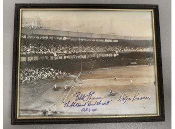 New York Giants Bobby Thomson & Brooklyn Dodgers Ralph Branca Signed Game Photo