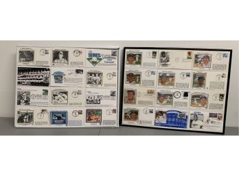 Framed Collection Of MLB Baseball First Day Covers Including Jackie Robinson, Mickey Owen & More!