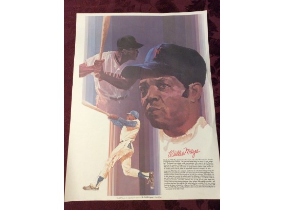 Coca Cola Willie Mays 24 X 18 Poster