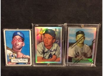 Mickey Mantle 3 Card Lot With Ceramic Card