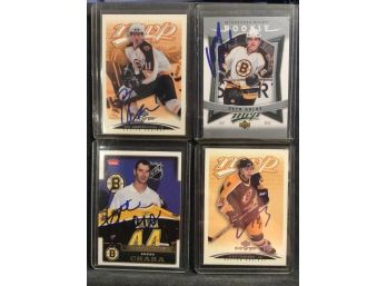 4 Autographed Boston Bruins NHL Hockey Cards