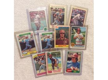 Lot Of 10 Vintage 1970s And 80s Pete Rose Baseball Cards