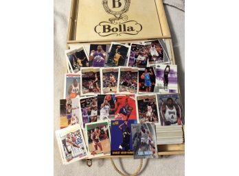 Wood Wine Box Filled With Basketball Cards