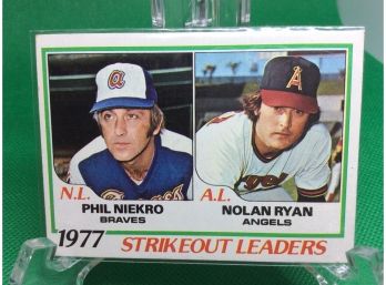 1978 Topps Strikeout Leaders Nolan Ryan/Phil Niekro Card