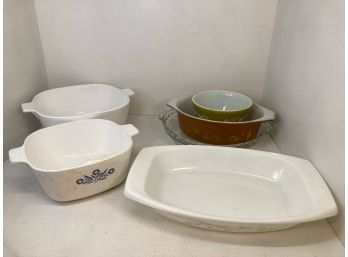 Glassware Lot With Pyrex, Corning Ware And Glasbake