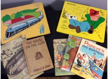 Vintage Children's Books And Wood Puzzle Lot