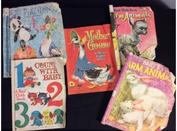 Lot Of 5 Vintage 1950s-1960s Cloth Children's Books