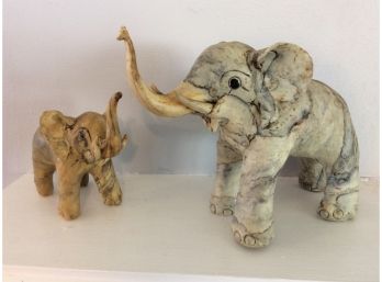 Lot Of 2 Decorative Elephants - Made In The Philippines