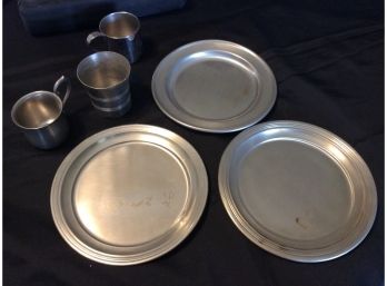 Pewter Plate And Cup Lot