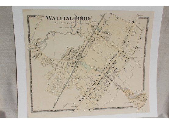 1868 Town Of Wallingford, CT Detailed View - Beers Map
