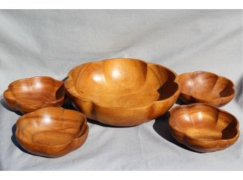 MCM Monkey Pod 5-piece Wood Bowl Set