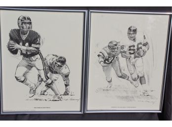 1981 Phil Simms & Lawrence Taylor Made For Shell Oil  14 X 11 Framed