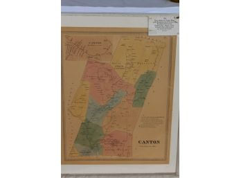 1869 Rare Baker & Tilden Map Of Canton Ct - Hand-colored