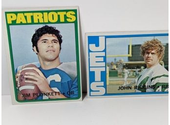 1972 Topps Football Jim Plunkett & John Riggins Rookie Cards - Ungraded.