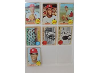 1968 7-Card Group From Topps With Bob Gibson And 2 World Series Cards