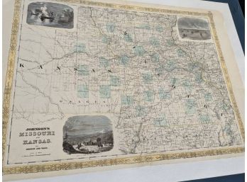 1860 Map Missouri & Kansas By Alvin Jewett Johnson (johnson & Ward)