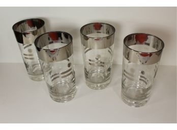Set Of 4 Vintage Silver-topped Water Glasses