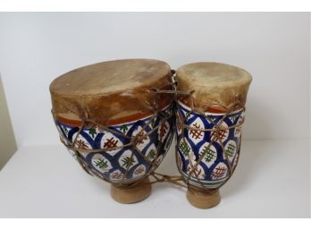Moroccan Terracotta Drum - Mud/Clay & Goat Skin Hide