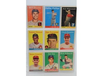 10 Various Topps Baseball Cards From 1958