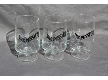 Set Of 3 Pussycat Glasses 1960s