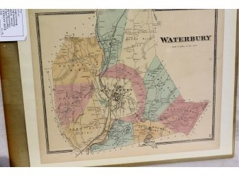 1868 Greater Waterbury CT Region - Beers Map - Hand-colored
