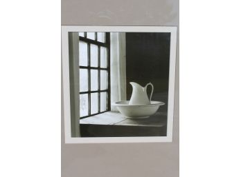 Framed Classic Photo Of Window & Wash Basin With Pitcher