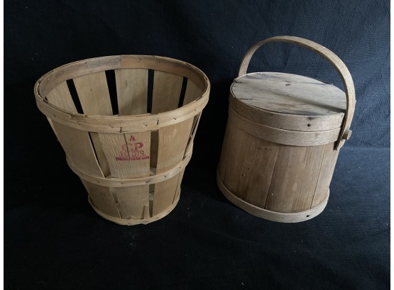 One Apple Basket And One Covered Basket With A Handle