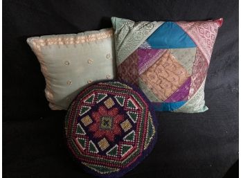 Three Handmade Colourful Pillows
