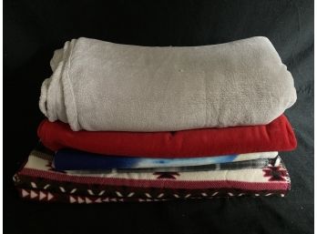 Lot Of 5 Fleece Blankets