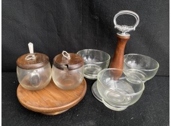 Wooden And Glass Serving Pieces