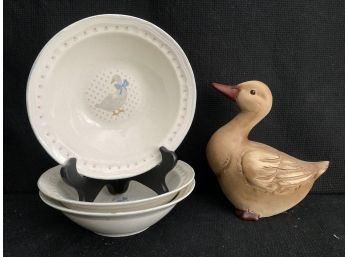 BrickOven Stoneware Bowls And A Duck
