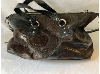 Coach Bag Brown With Suede And Leather In Very Good Condition
